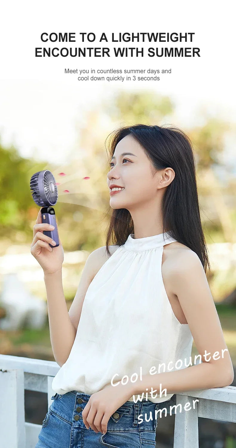 Portable Foldable Mini rechargable Fan w/Neck cord