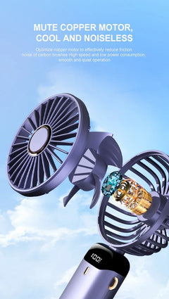 Portable Foldable Mini rechargable Fan w/Neck cord