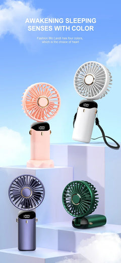 Portable Foldable Mini rechargable Fan w/Neck cord