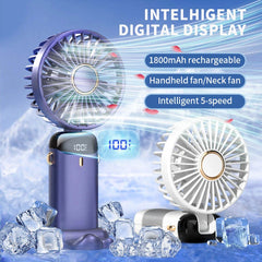 Portable Foldable Mini rechargable Fan w/Neck cord
