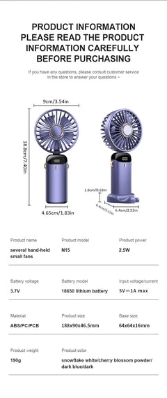 Portable Foldable Mini rechargable Fan w/Neck cord